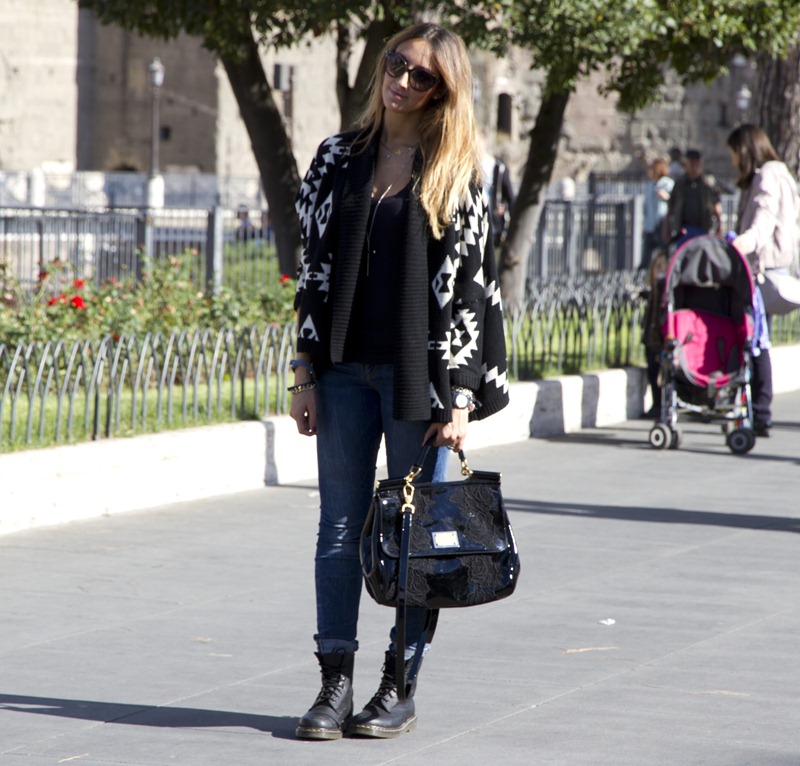 Jolie Moi, Rifle Jeans, Dr, Martens Shoes, Valentino Sunglasses, Miss Sicily, Miss Sicily Bag, Dolce&Gabbana Bag, Dolce&Gabbana Miss Sicily Bag, Le Silla, Top Shop Necklace, Rome, Roma, Aztec Print, Aztec