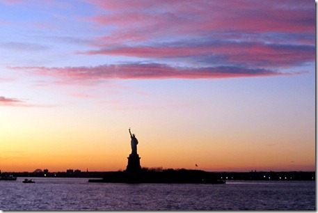 Staten Island Ferry, NYC skyline, and Statue of Liberty with the Godbys