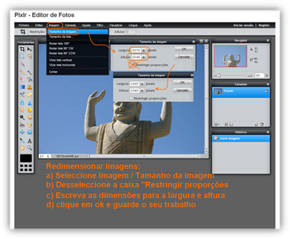 Recorte de fotos (controlado) no Pixlr
