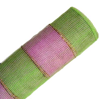 Pink and green poly mesh ribbon