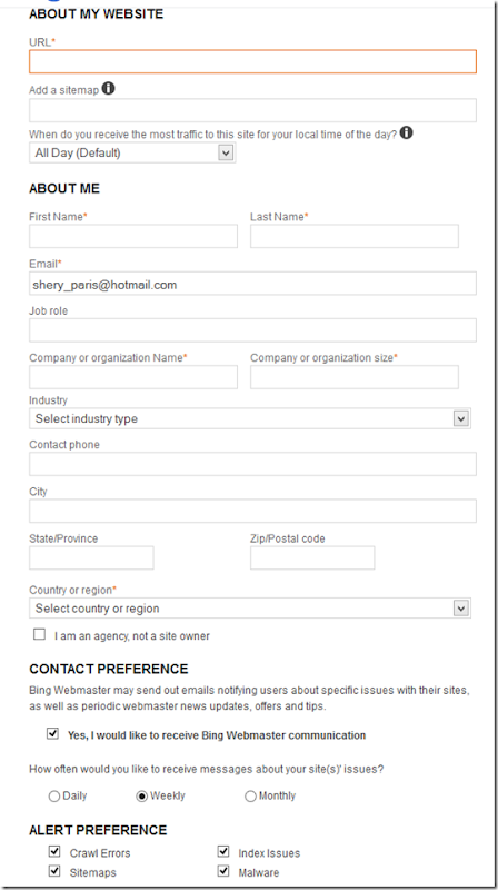 bing webmaster tools options bing webmaster tools options