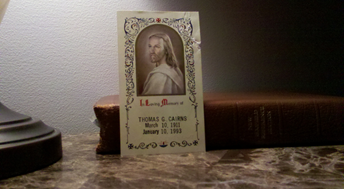 c0 Front of a prayer card from my Grandpa Cairns's funeral.