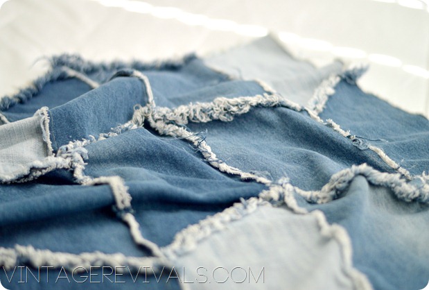Denim Patchwork Herringbone Throw