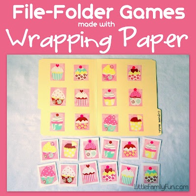 File Folder Games with Wrapping Paper DIY