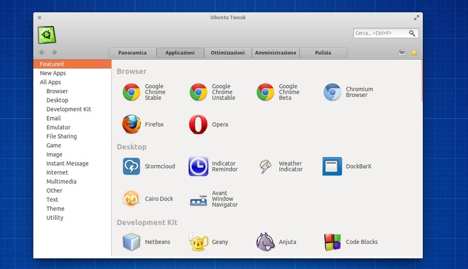 Ubuntu Tweak in elementary OS - Applicazioni