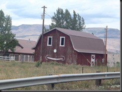 barn with happy face