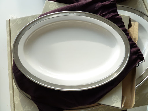 An oval-shaped platter like this one from Match Pewter would be great for serving so many things (match1995.com).