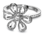 For the romantic in all of us, John Apel's handmade Platinum flower ring is set with beautiful rose-cut diamonds.