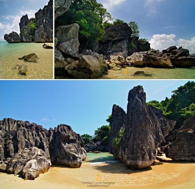 Rock formations on the east coast of Bagieng