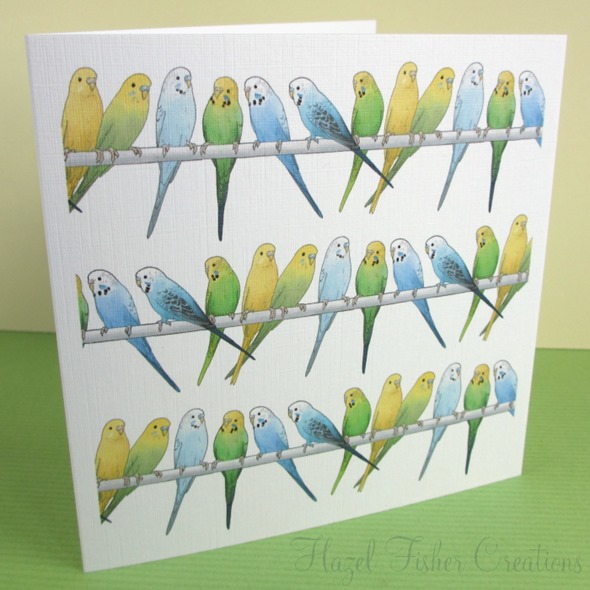 125mm square budgie pattern card 2