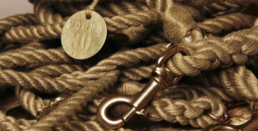 This pile of leashes has the appearance of gold rope.