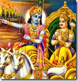 [Arjuna and Krishna on the chariot]