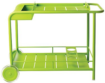 Really a fun piece for outdoors. The wheels and pre-made compartments make it easy for transport and storage of your bar essentials. 
(fermob.com)