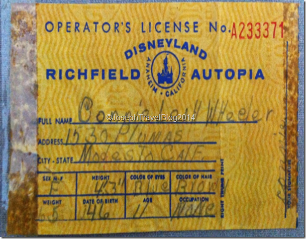 Vintage Disneyland Autopia Drivers  License  19572