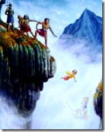 Prahlada thrown off a cliff
