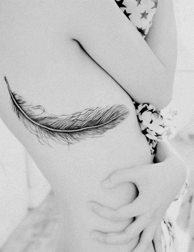 feather tattoo Peace love and rocks