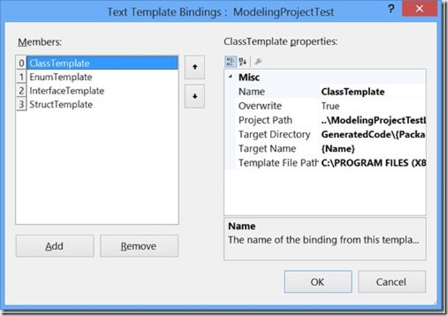 Konfiguration des pro UML-Konstrukt zu verwendenden T4-Templates