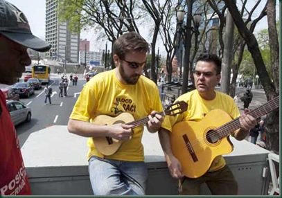 O Bloco da Saci da Bixiga na 14ª Romária a Pé Grito dos Excluidos de São Paulo. . Da Praça da Sé ao Monumento da Independência. São Paulo, SP. Fotos: Jesus Carlos.