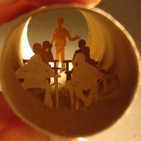 Fantastic scenes inside empty toilet paper rolls by Anastassia Elias