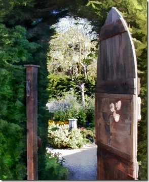 secret garden, gate, gothic door