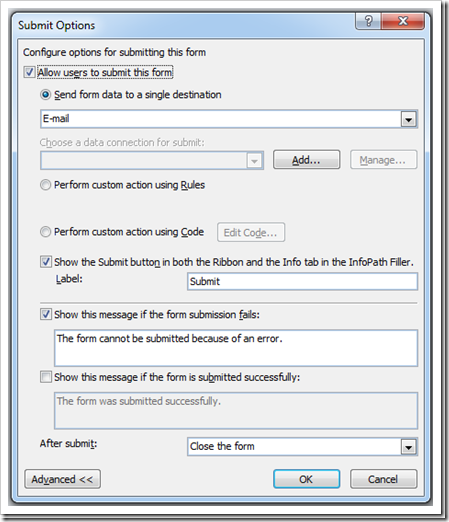 InfoPath Designer 2010:Using Views to Add a Confirmation Screen on Form Submit