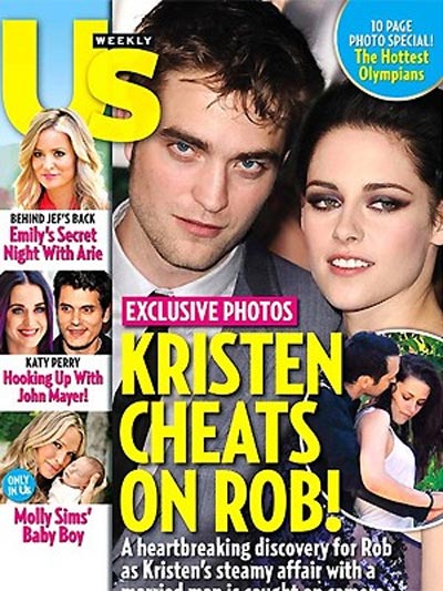 Traição de Kristen Stewart namorada de Robert Pattinson, com o Diretor Rupert Sanders estampada na capa da Revista US Weekly.