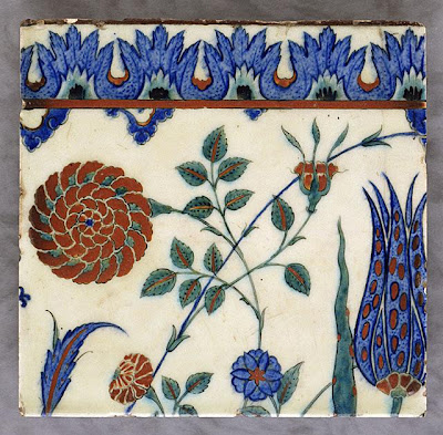Tile | Origin: Turkey, Iznik | Period: second half of 16th century | Collection: Purchased with Funds Provided by Mr. and Mrs. Allan C. Balch and the Art Museum Council (M.87.103) | Type: Ceramic; Architectural element, Fritware, underglaze painted, 10 1/4 x 10 5/8 in. (26.04 x 26.99 cm)