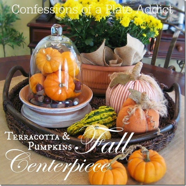 CONFESSIONS OF A PLATE ADDICT Terracotta and Pumpkins Fall Centerpiece CONFESSIONS OF A PLATE ADDICT Terracotta and Pumpkins Fall Centerpiece