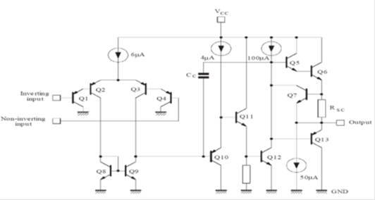 Internal schematic of LM 324