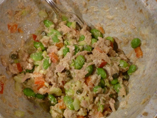 Tuna salad mix without the eggs.