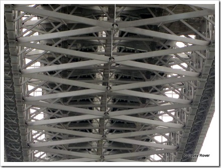 The underside of the Firth of Forth road bridge which is badly overloaded.