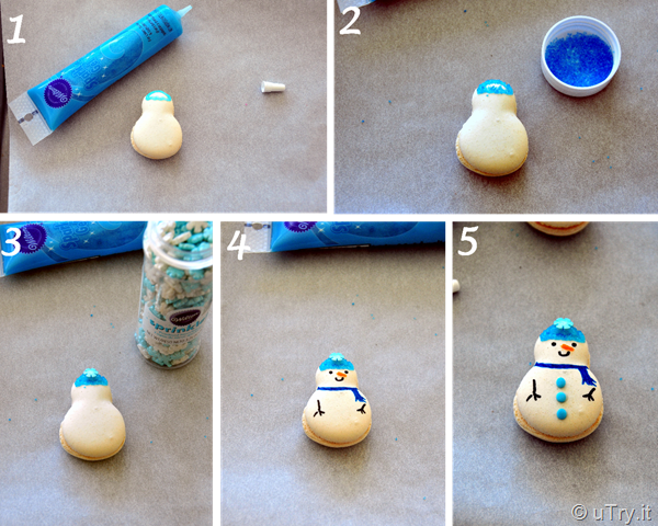 Snowman Macarons with Step-By-Step decoration pictorial.   http://uTry.it