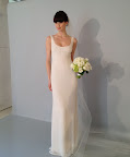 Teardrop pearl embroidered silk chiffon gown.