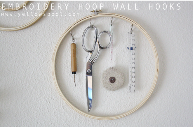 embroidery hoop wall hooks tutorial by yellow spool
