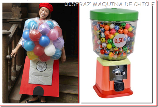 disfraz de maquina de chicle con bolsa