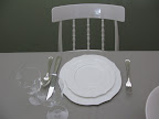 The start of our table. We tested a few options for the tabletop pieces and the chair.