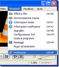 VLC Strumenti Preferenze