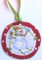 2011 fabric ornament double sided snowman