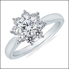 Round Diamond Flower Ring in 14k White Gold