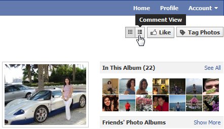 Facebook photo albums now with comment view