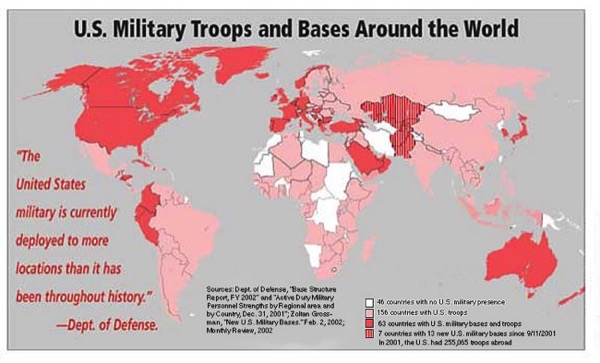 CC Photo Google Image Search Source is themillenniumreport com  Subject is American empire map of bases around world