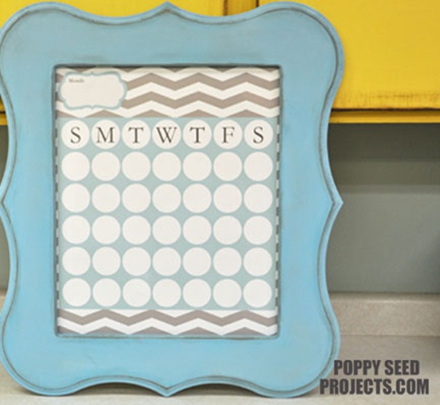 Super-Saturday-Ideas-Dry-Erase-Calendars-aqua-grey-chevron-eleanor-frame