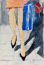 12x16 Sketch for "She's Leaving." Pencil and watercolor on paper.