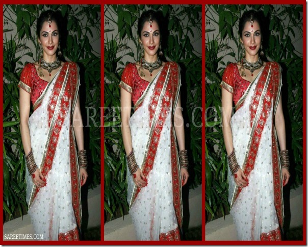 Isha_Koppikar_White_Traditional_Saree