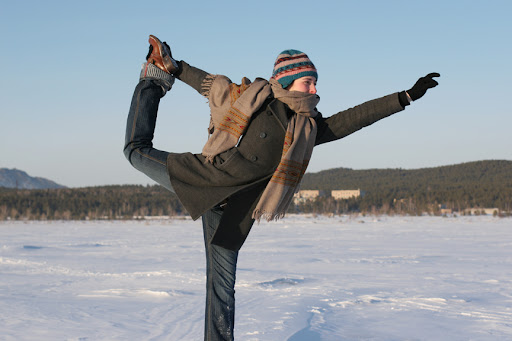 Bring yoga anywhere! Me practicing Natarajasana in Baravoy, Kazakhstan.