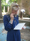 Naomi contemplates the upcoming shoot, with the Astier de Villate book and inkwell in hand.