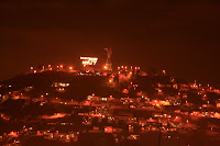 The odd Madonna at night, celebrating 1809 when the movement for Quito independance began.