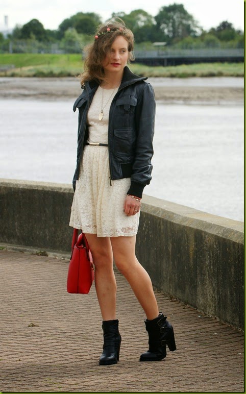 monochrome lace skater dress look