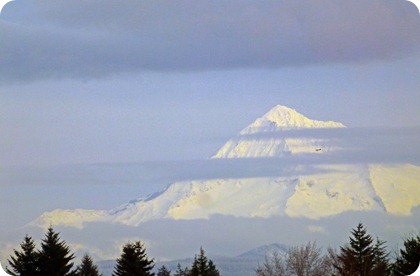 mt hood with plane