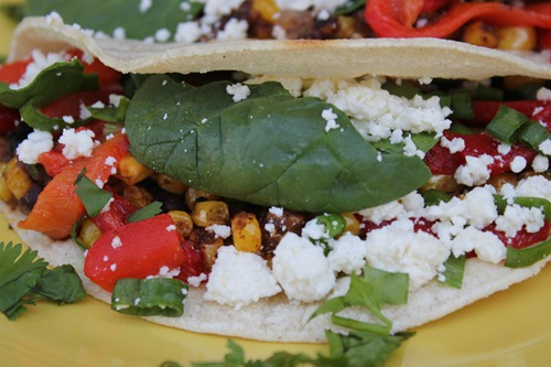 black bean roasted corn tacos